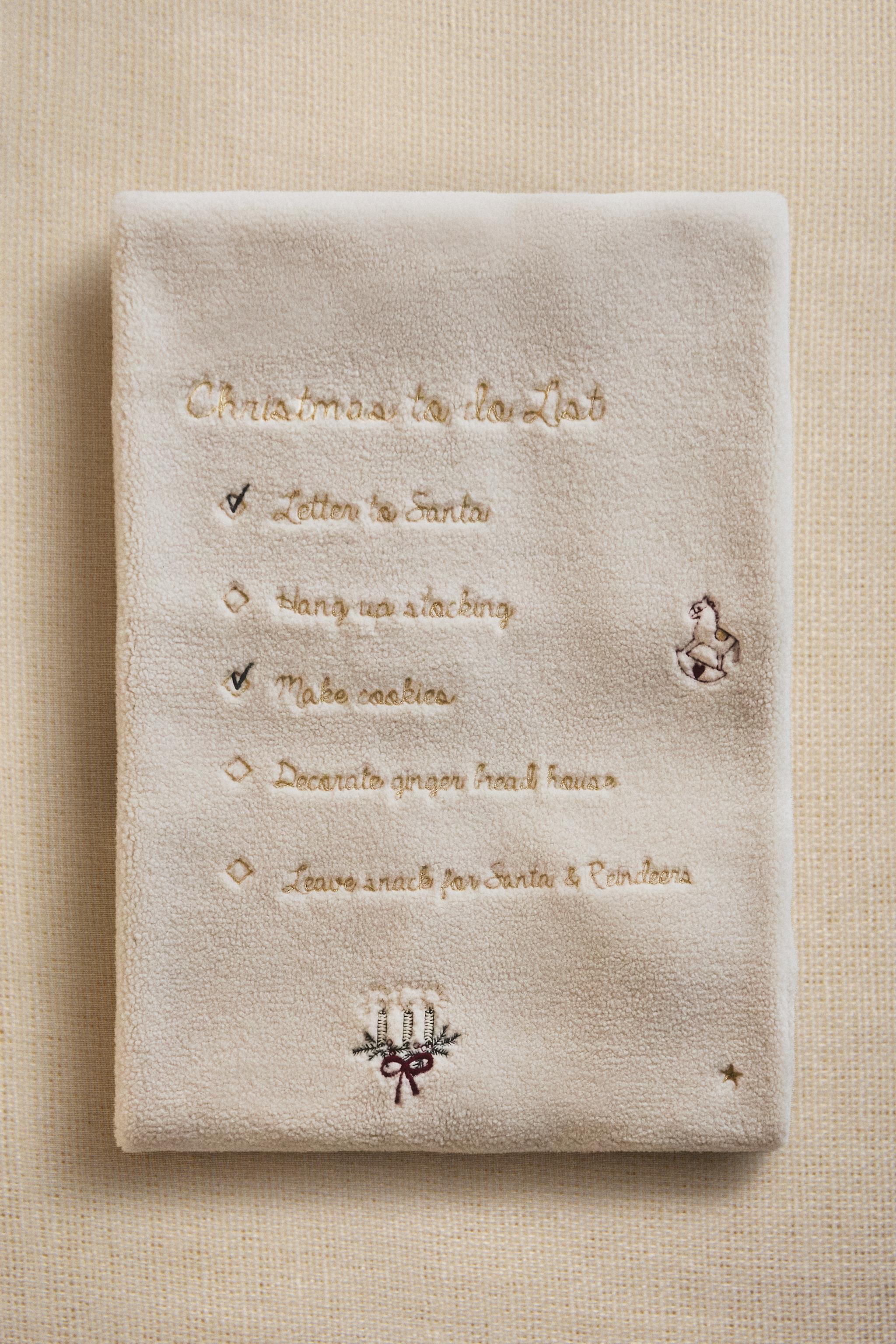 CHILDREN'S FLEECE CHRISTMAS BLANKET WITH FRINGING CHRISTMAS LIST